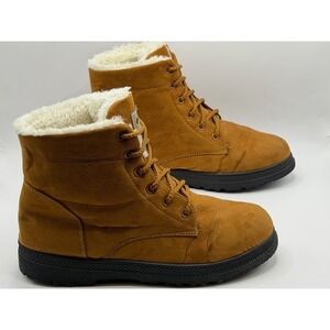 Merence Womens Boots US 12 EU 43 Winter Faux Suede Sheepskin Lined Ankle Lace Up